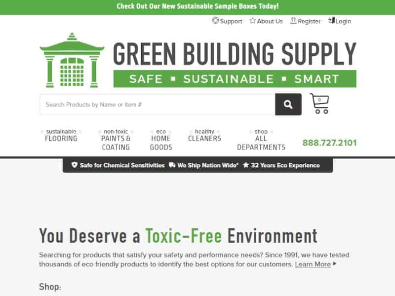 A screenshot of the Green Building Supply, LLC website.