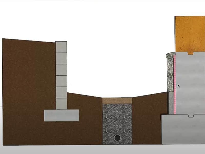 A screenshot from a YouTube video explaining cob house foundations with a computer-aided design (CAD) software system.