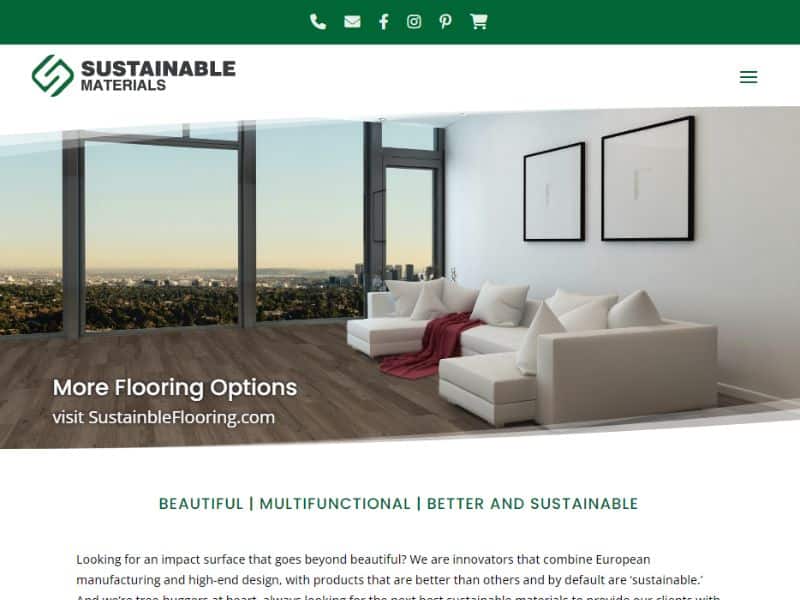 A screenshot of the SUSTAINABLE MATERIALS website.