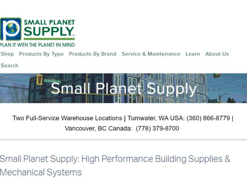 A screenshot of the Small Planet Supply website.