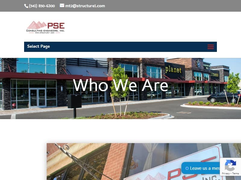 A screenshot of the About Page of the PSE Consulting Engineers, Inc. website.