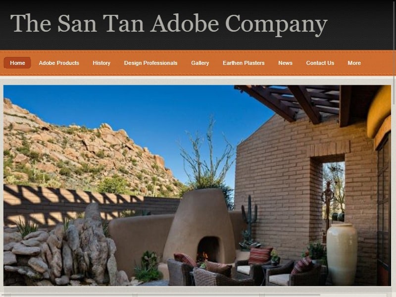 A screenshot of the The San Tan Adobe Company website.