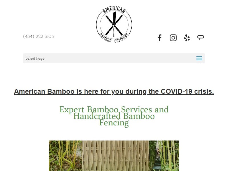 A screenshot of the American Bamboo Company website.