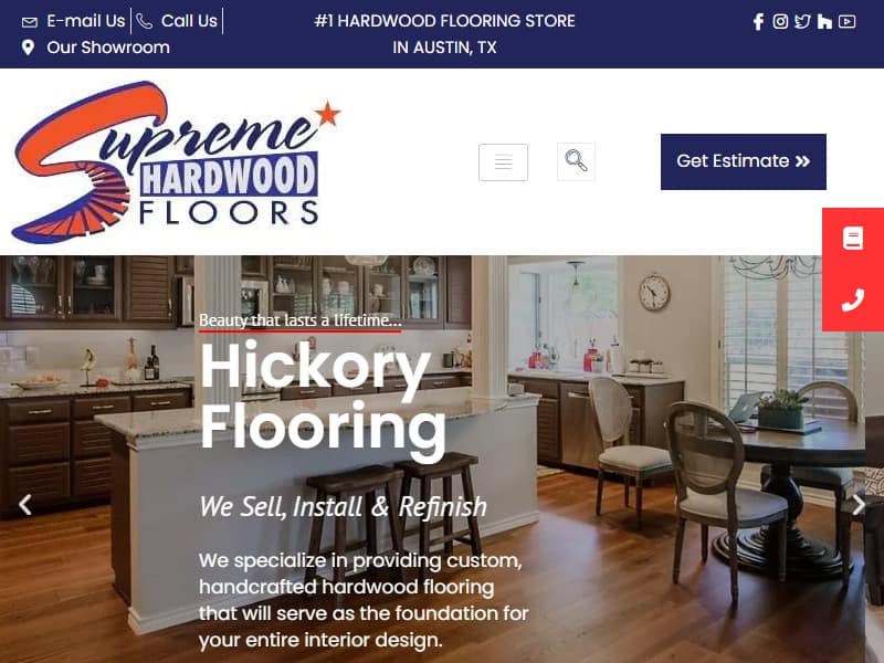 A screenshot of the Supreme Hardwood Floors website.