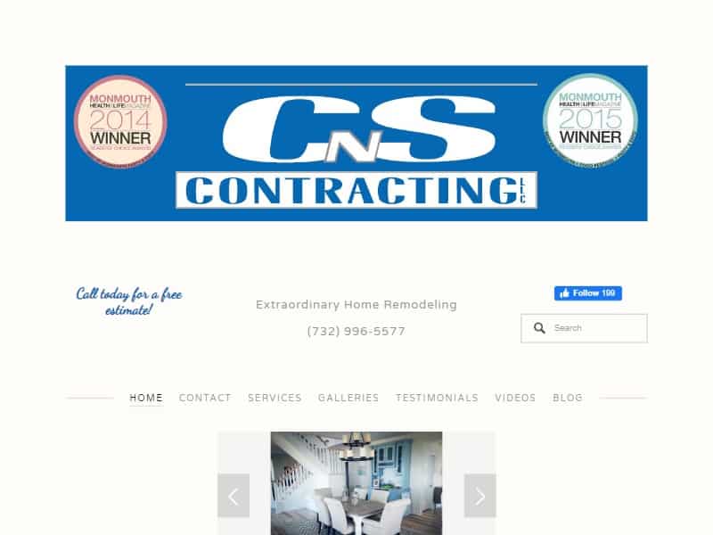 A screenshot of the CnS Contracting LLC website.