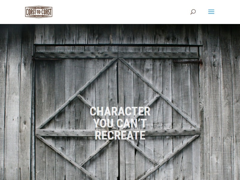 A screenshot of the Coast to Coast Barnwood website.