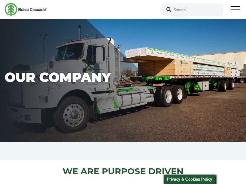 A screenshot of the Boise Cascade website.