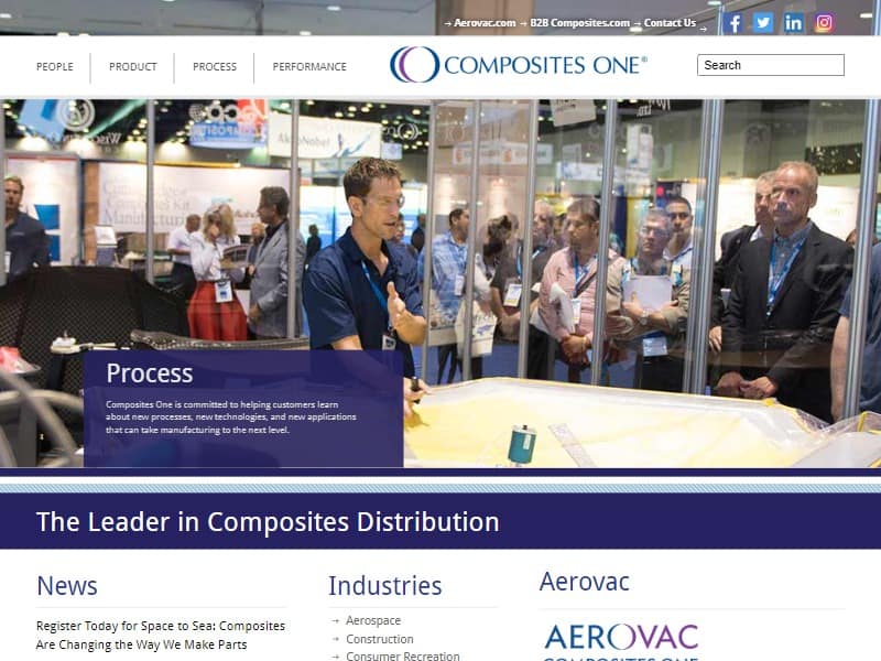 A screenshot of the Composites One website.