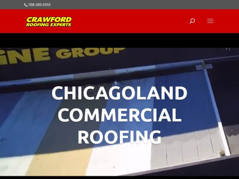 A screenshot of the Crawford Roofing Experts website.