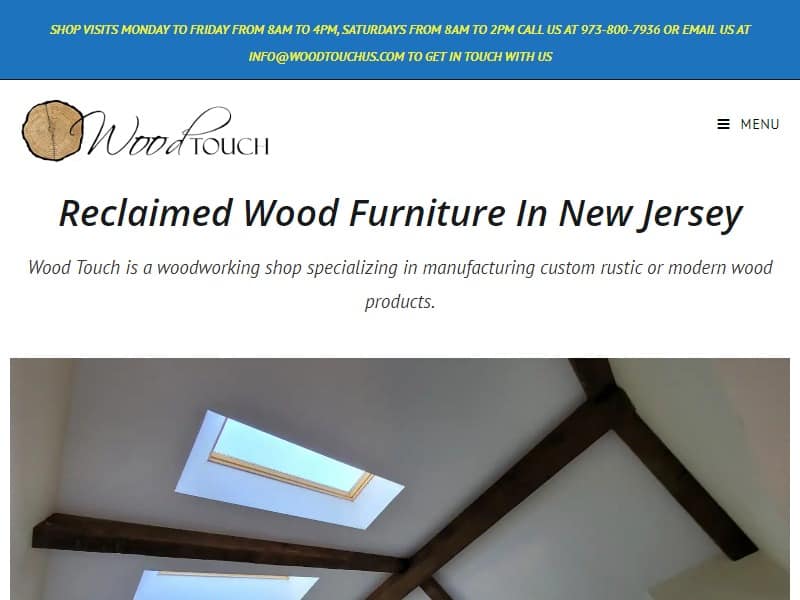 A screenshot of the Wood Touch website.