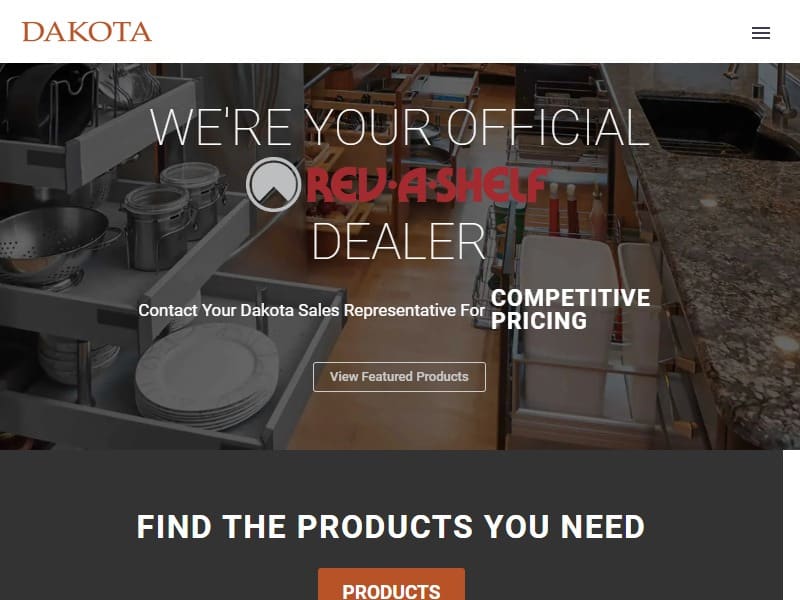 A screenshot of the Dakota Hardwoods website.