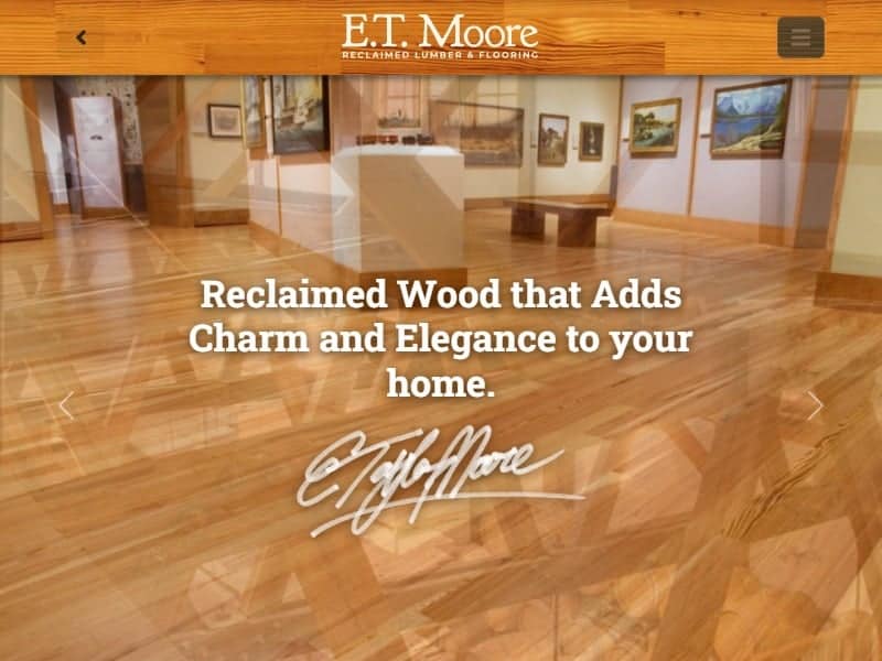 A screenshot of the E.T. Moore website.