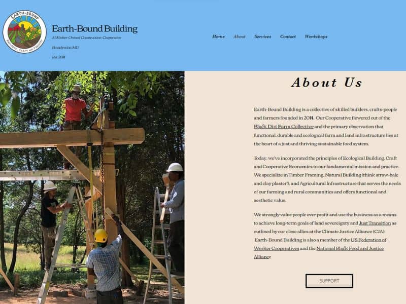 A screenshot of the Earth-Bound Building website.