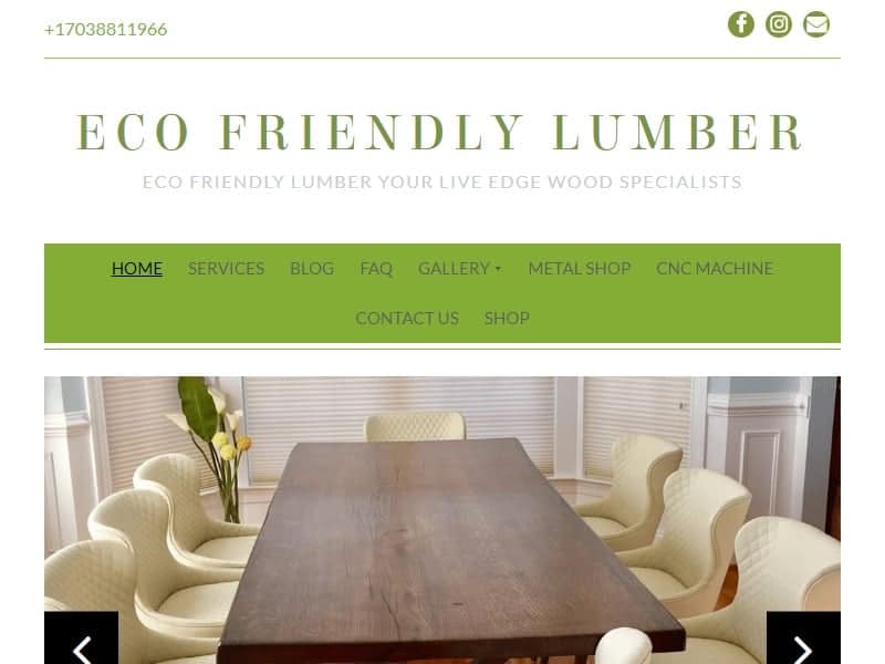 A screenshot of the Eco-Friendly Lumber website.