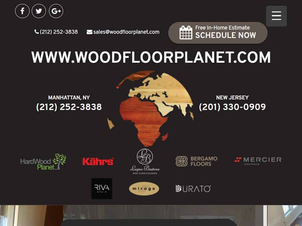 A screenshot of the Wood Floor Planet website.