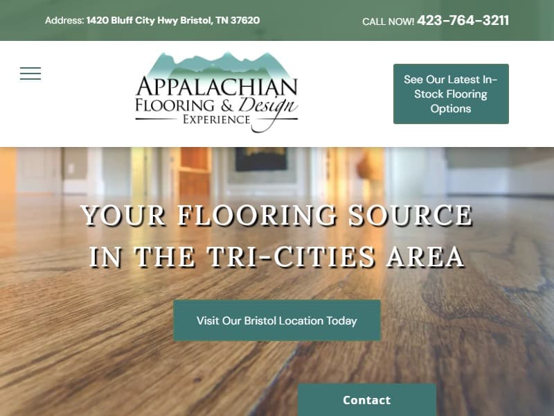 A screenshot of the Appalachian Flooring and Design website.