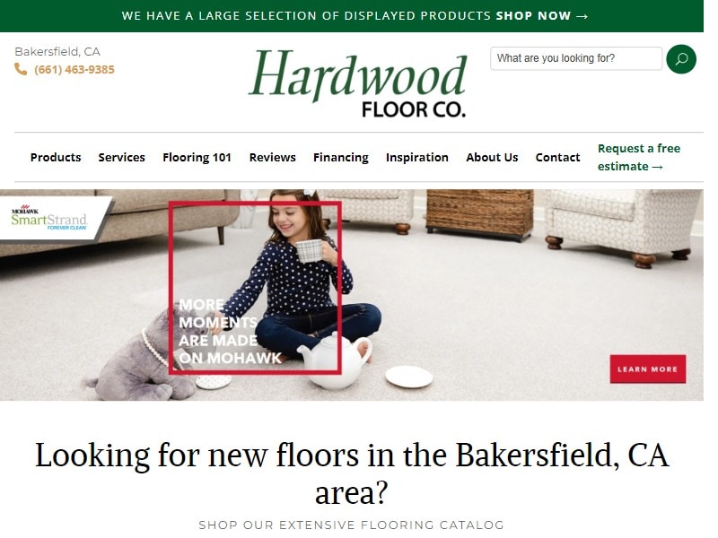 A screenshot of the Hardwood Floor Company website.