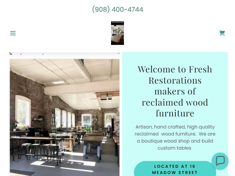 A screenshot of the Fresh Restorations website.