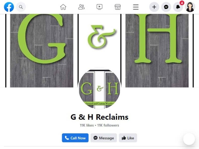 A screenshot of the G&H Reclaims Facebook page.