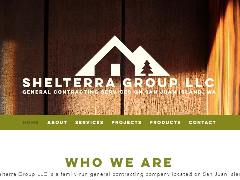 A screenshot of the Shelterra Group LLC website.