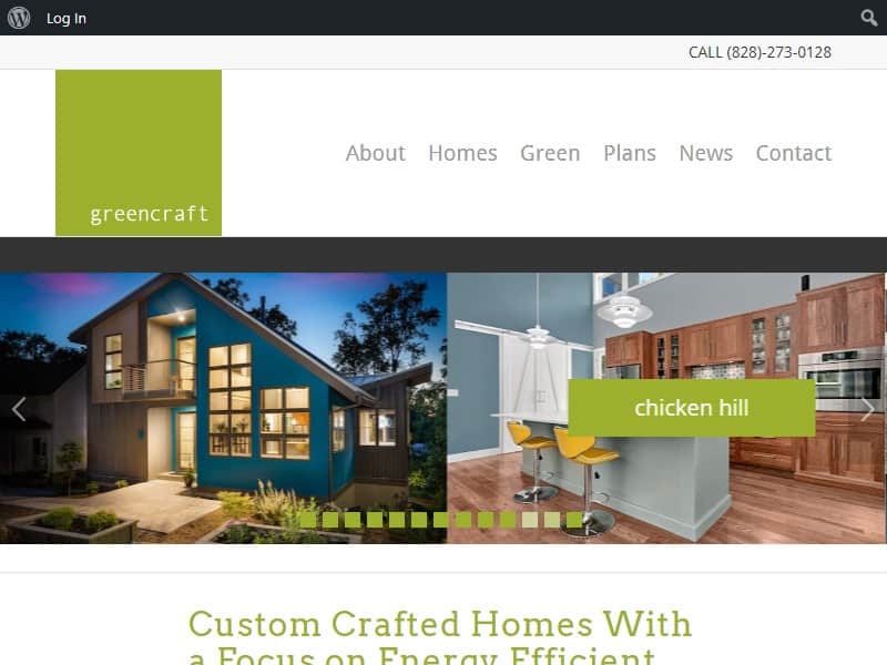 A screenshot of the Greencraft website.