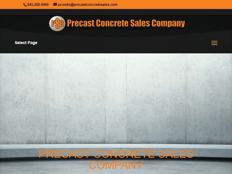 A screenshot of the Precast Concrete Sales Company (PSC) website.