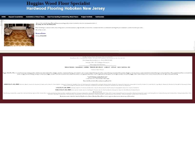 A screenshot of the Huggins Flooring website.