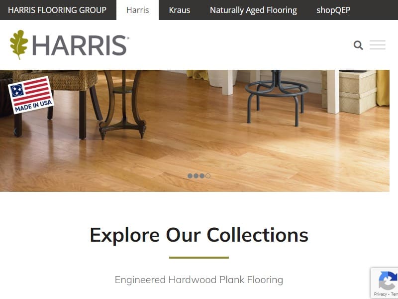 A screenshot of the Harris Flooring Group website.