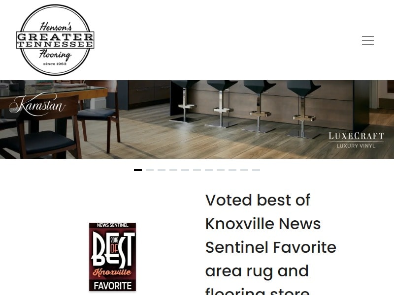 A screenshot of the Greater Tennessee Flooring website.