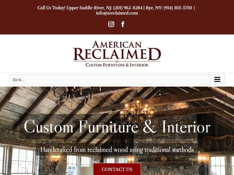 A screenshot of the American Reclaimed website.