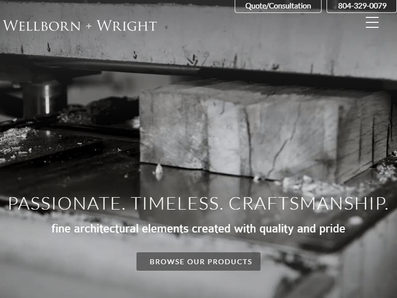 A screenshot of the Wellborn + Wright website.