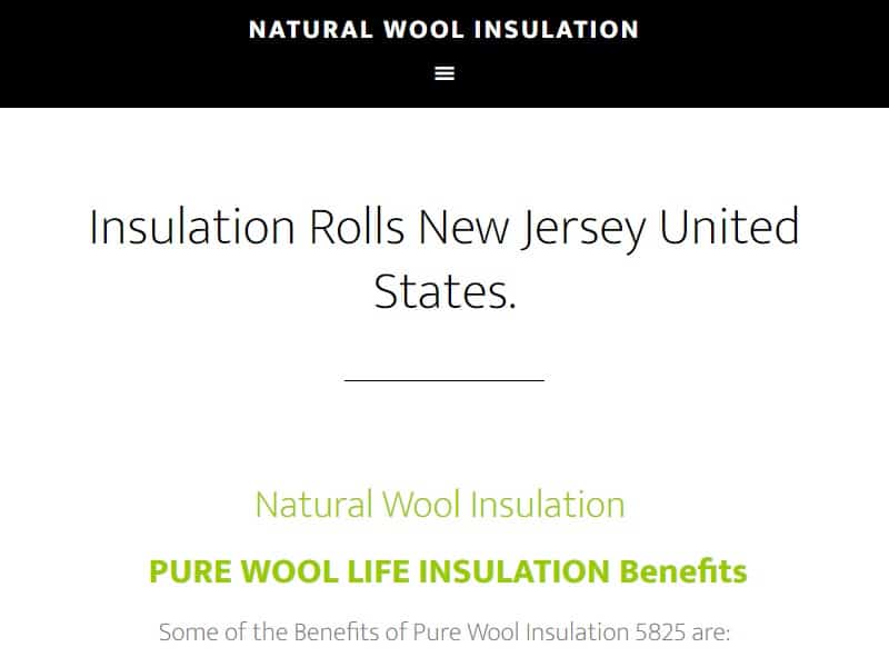 A screenshot of the Natural Wool Insulation website.