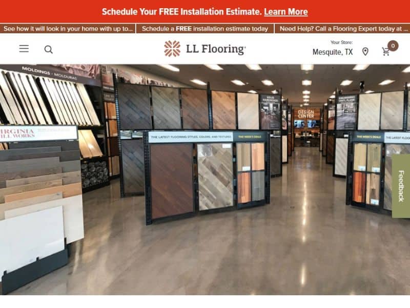 A screenshot of the LL Flooring website.