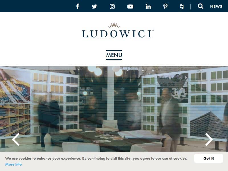 A screenshot of the Ludowici website.