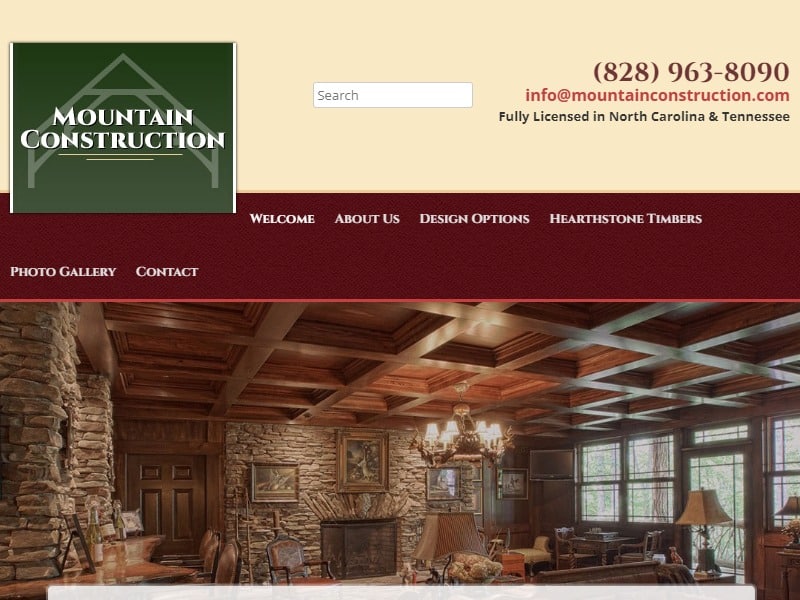 A screenshot of the Mountain Construction website.