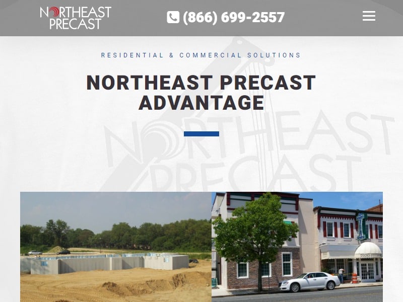 A screenshot of the Northeast Precast website.