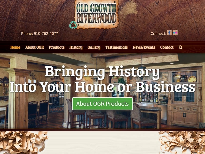 A screenshot of the Old Growth Riverwood website.