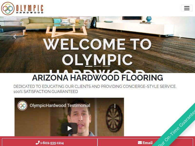 A screenshot of the Olympic Hardwood website.