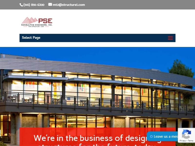 A screenshot of the PSE Consulting Engineers, Inc. website.