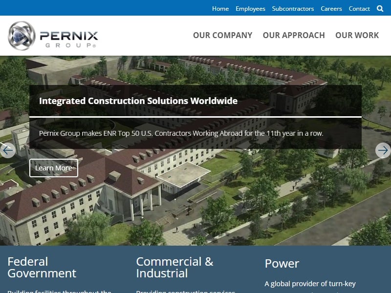 A screenshot of the Pernix Group website.