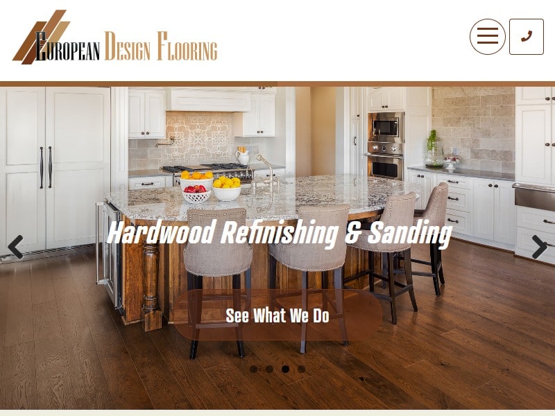 A screenshot of the European Design Flooring website.