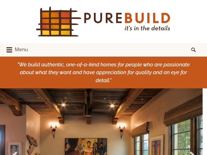 A screenshot of the PureBuild website.