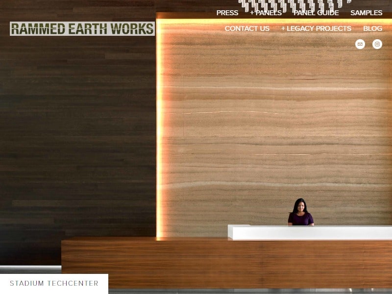 A screenshot of the Rammed Earth Works Construction website.