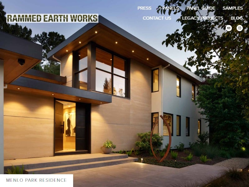 A screenshot of the Rammed Earth Works website.