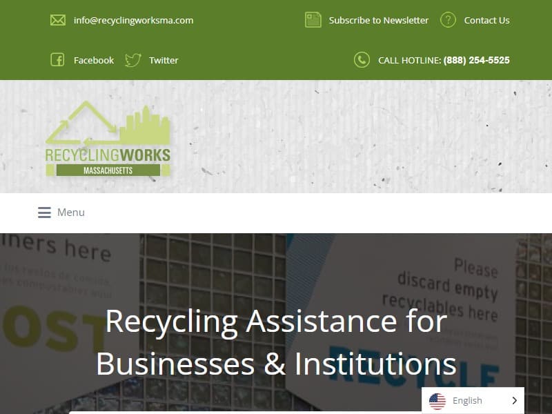 A screenshot of the RecyclingWorks Massachusetts website.