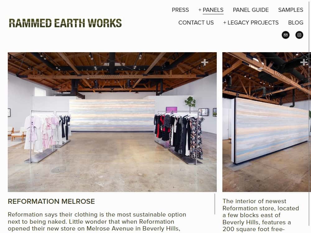 A screenshot of the Rammed Earth Works website.