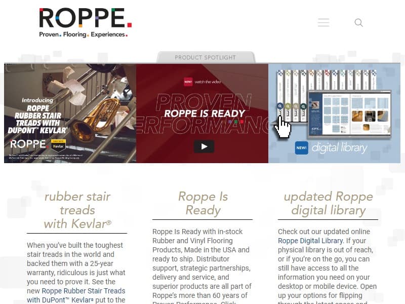 A screenshot of the Roppe website.