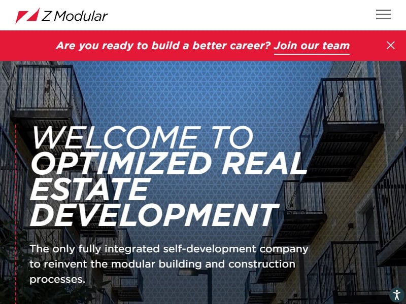 A screenshot of the Z Modular website.