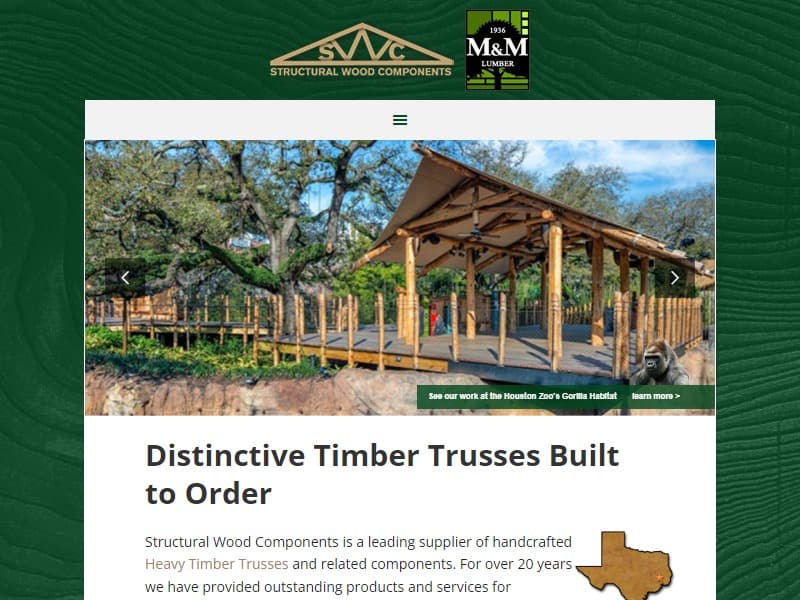 A screenshot of the Structural Wood Components (SWC) website.