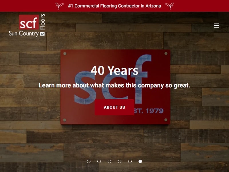 A screenshot of the Sun Country Floors, Inc. website.